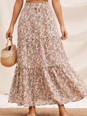 Haver + Blair Floral Maxi Skirt | Tiered Boho Cottagecore | Size S
